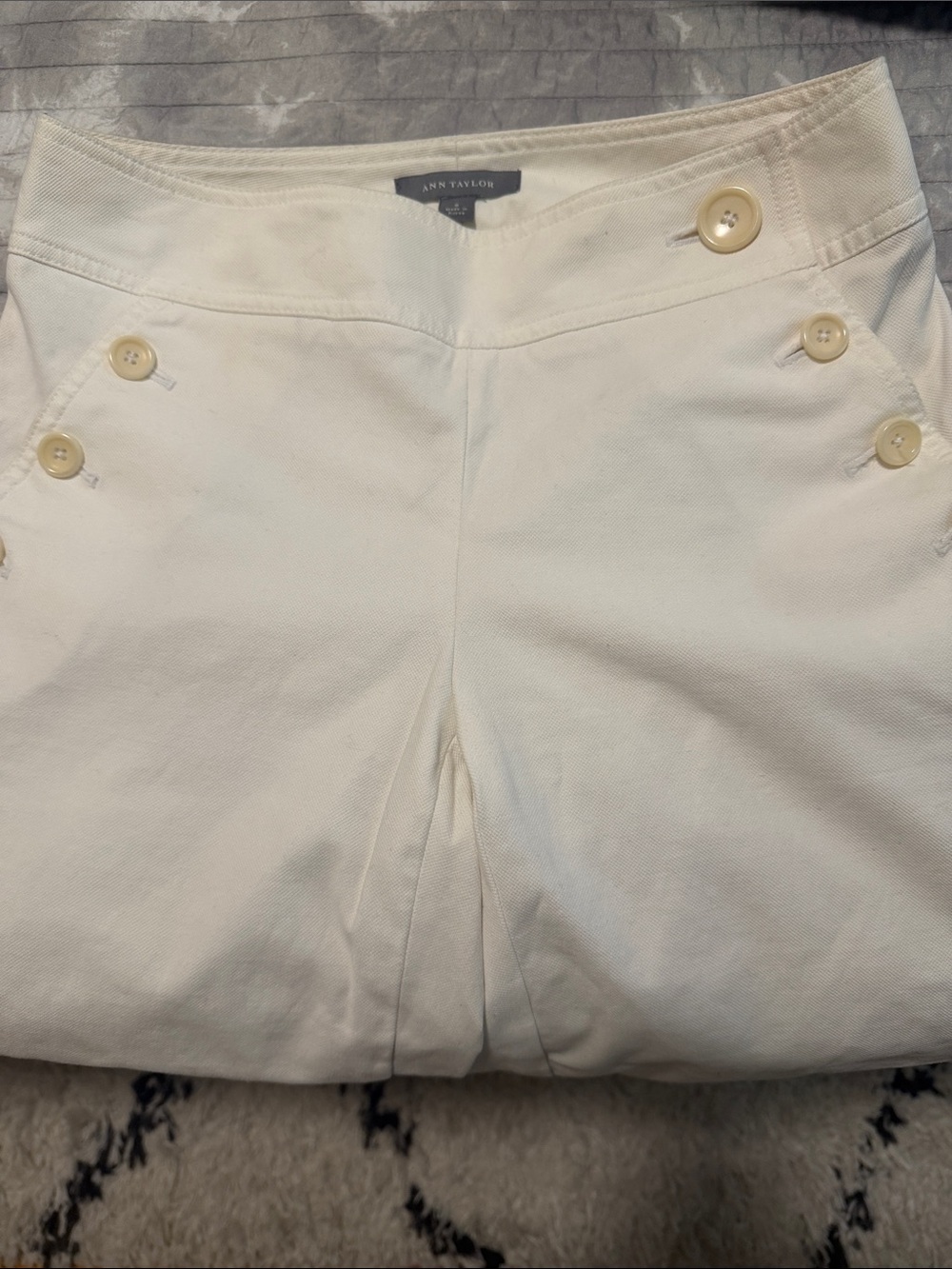 Ann Taylor Cream Sailor Button Shorts